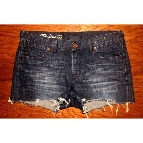 MADEWELL Raw Fray Hem Cut Off Denim Jean Shorts Size 27 - Picture 1 of 3